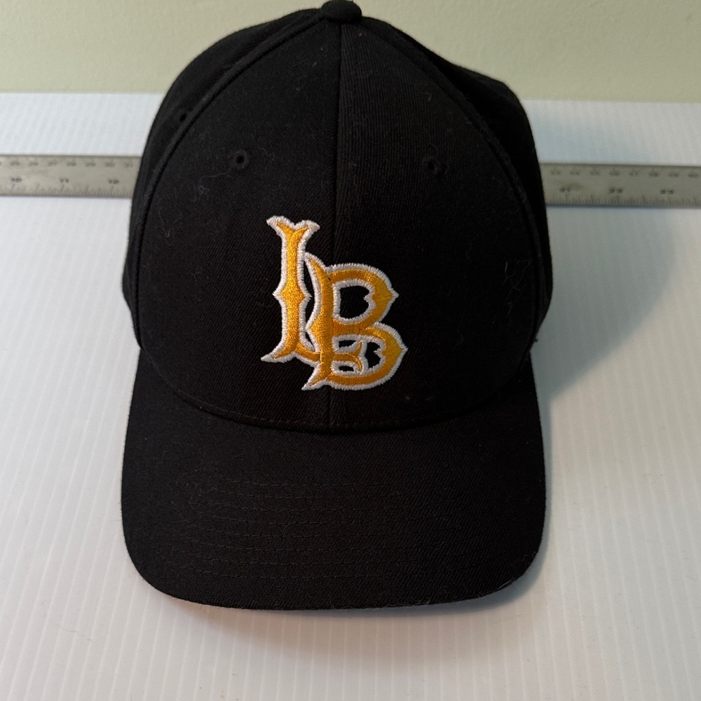 Long Beach, California State Black Baseball Cap with Gold Embroidery